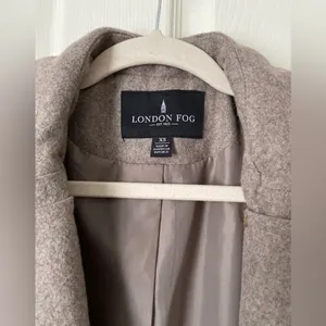 London Fog Wool Blend Pea Coat Women’s XS Taupe Lined Classic Winter Jacket thumbnail 4