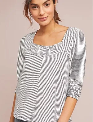 Anthropologie Maeve S Kenley Parisian striped top thumbnail 1