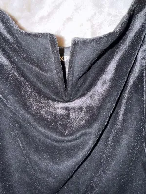 EXPRESS black velvet velour spaghetti strap peplum waist stretchy tank top L thumbnail 2