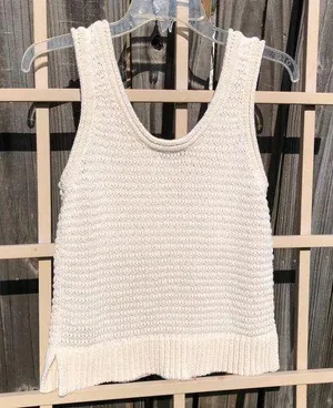 Madewell Cream Knit Tank Sweater Vest | Size S thumbnail 3