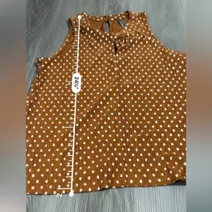 Anthropologie Metallic Brown‎ & Silver Polka Dot Print Sleeveless Top Size M thumbnail 6