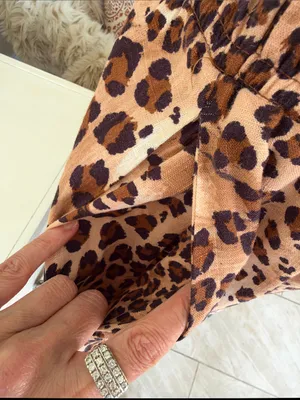 Paper heart pull on boho leopard print linen maxi skirt L thumbnail 6
