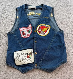 Vintage Dreamers Fashions GWRRA Denim Biker Vest Buckeye Travelers Small USA thumbnail 1