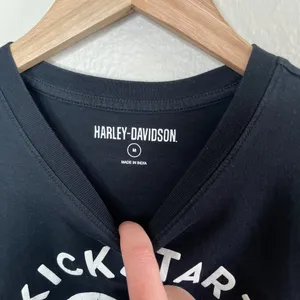 Harley-Davidson Womens Medium Black Tee "Kickstart My Heart" Top thumbnail 3