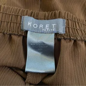 Koret Crinkle Trouser Pant High Rise Pull-On Tapered Brown 12P thumbnail 2