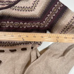 Merino Wool Blend Sweater Cardigan Womens Size L Cream Brown V-Neck thumbnail 4