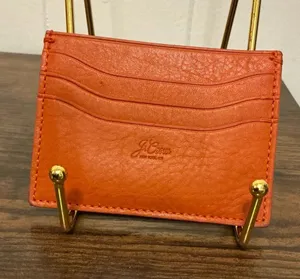 Rare Vintage Sold Out Of Stock J.Crew blaze orange leather ID Wallet Cardholder thumbnail 1
