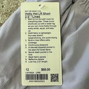 Lululemon Hotty Hot Low-Rise Lined Short 2.5" Size 12 NWT - Lavender Frost thumbnail 5
