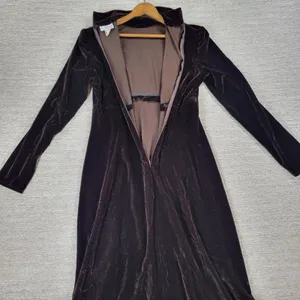 Vintage KC Spencer Velvet Maxi Dress Sz 6 Brown Turtleneck Whimsigoth Cocktail thumbnail 6