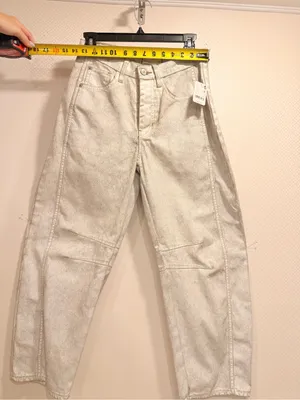 NWT We The Free Good Luck Mid Rise Barrel Acid-Wash Denim Jeans Off-White Sz 24 thumbnail 4