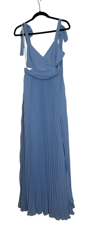 Lulus Pleated Cutout Maxi Dress Womens Medium Light Blue Tie Strap Formal Gown thumbnail 1