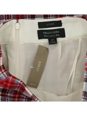 NWT J. Crew Nello Gori Inverted Pleated Mini Skirt Red Vintage Plaid Wool 00 thumbnail 6