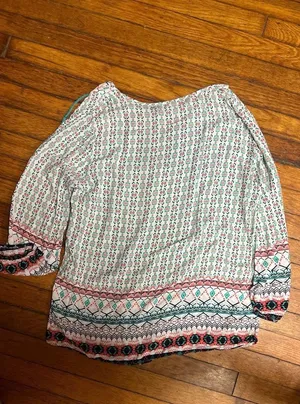 Grand & Greene Tribal Print Boho Blouse with Tassels, Large thumbnail 5