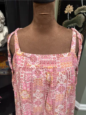 Savanna Jane Pink Multi‑Floral Patchwork Mini Dress – Size Medium White thumbnail 2