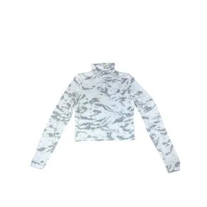 Anthropologie Camo Mock Neck Crop Top Long‎ Sleeve S Streetwear thumbnail 2