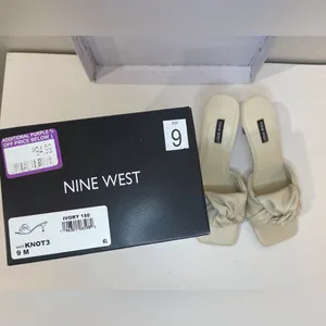 Nine West Knot 3 Ivory Slip On Squared Open Toe Kitten Heels‎ Sandals Size 9 M thumbnail 8