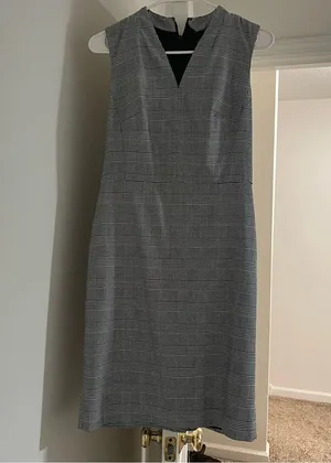 Ann Taylor Belted Sleeveless Dress in Glen Plaid 2 Petite thumbnail 4