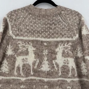 Venezia Jeans Sweater Women 14/16 Brown Reindeer Fair Isle Nordic Oversized thumbnail 4