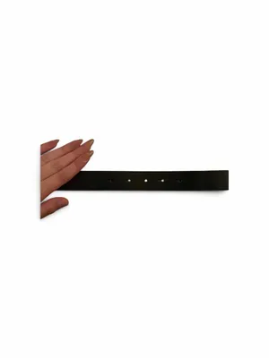 Black Leather Belt with Gold Double-Ring Buckle thumbnail 3
