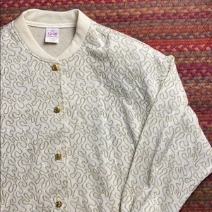 Vintage Gold Glitter Cardigan Button Up Sweater thumbnail 2