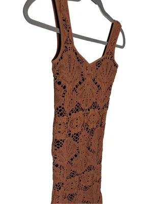 🤎✨ Free People Intimately Crochet Lace Bodycon Mini Dress‎ Rust Brown M/L ✨🤎 thumbnail 5