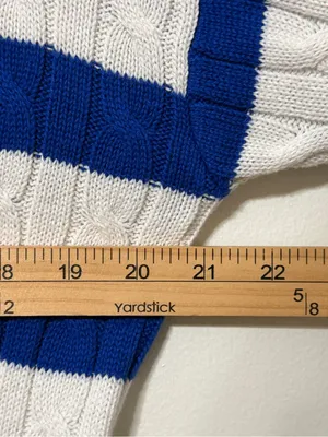 NEW Ralph Lauren Cable Knit Striped Blue Sweater Size Medium Womens NWT Boatneck thumbnail 8