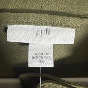 J. Jill Size-2X Women Utility Jacket Olive Green Ruffle Cotton Tencel thumbnail 3