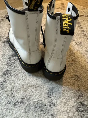 Dr. Martens White Leather 1460W Lace-Up Boots with Black Eyelets thumbnail 6