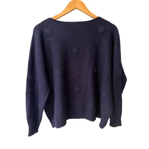 House of Tweed Navy Textured Dot Sweater One Size — Scotland thumbnail 4