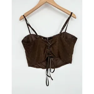 Pacsun LA Hearts Lace Trim Mesh Corset Top Brown Size Medium Boho Indie Festival thumbnail 6