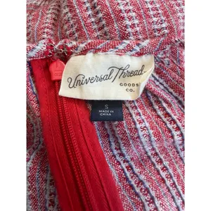 Universal Thread Womens Red Pink Striped Linen Blend Halter Tiered‎ Midi Dress S thumbnail 6