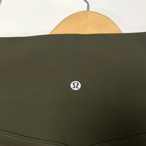 Lululemon Wunder Under HR Crop 25” Scallop Olive Green Full On Luxtreme Size 12 thumbnail 5