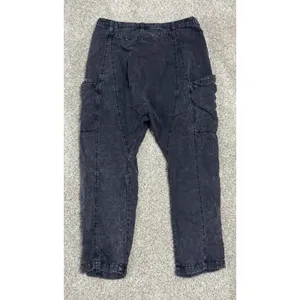 Free People Desert Daze Harem Pants Washed Denim Button Fly Cargo Size 4 thumbnail 6
