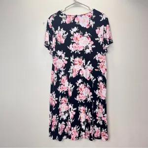 Torrid Black Pink Floral Crinkle Gauze Lace Up Tassels Flutter Sleeve‎ Dress 2X thumbnail 6