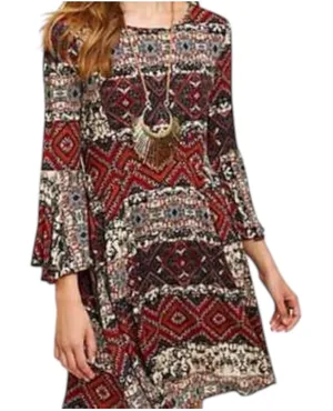 Anthropologie‎ Holding Horses Boho Print Bell Sleeve Mini Dress Size XS Western thumbnail 1