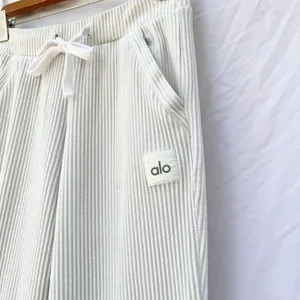 Alo Yoga | Xxs Muse Sweatshirt In Ivory Ribbed Jogger High Rise Ankle thumbnail 8