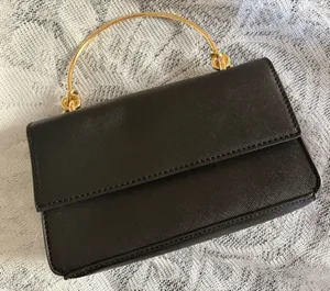 Source Unknown Black Crossbody Bag with Gold Handle thumbnail 1