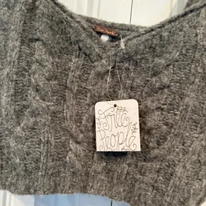 Free People Sunkeeper Gray‎ Cable Knit Crop Tank Size Small thumbnail 3