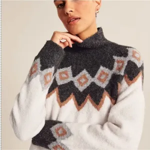 Abercrombie & Fitch Mock Neck Fairisle Fluffy Sweater XS GUC thumbnail 1
