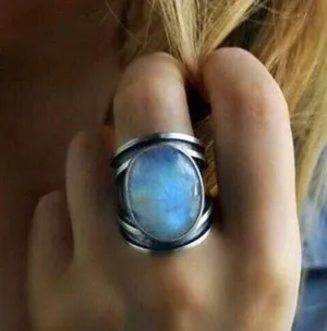 Moonstone Ring, Size 8 Silver thumbnail 2