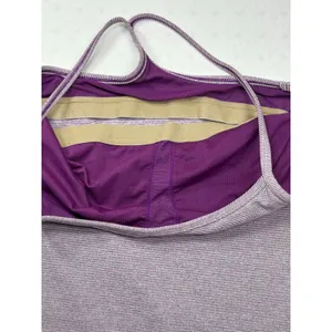 Lululemon Purple Striped Built-In Bra Tank Top Size 8 Shelf Bra Athletic thumbnail 4