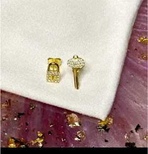 Anthropologie Lock Key stacking Earrings thumbnail 2