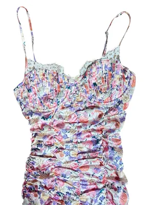 For Love & Lemons Gardenia Ruched Bustier Floral Mini Dress X-Small Coquette thumbnail 7