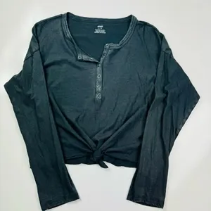 Aerie Smoked Gray Long Sleeve Front Knot‎ Shirt Size Small thumbnail 1