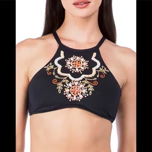 Kenneth Cole black embellished bikini top. NWT thumbnail 3