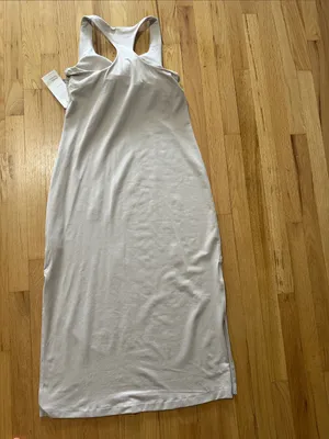 NWT Vuori Halo Racerback Midi Tank Dress Ecru Heather Sz L thumbnail 6