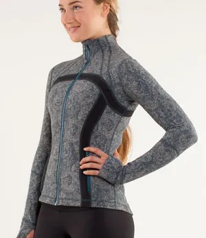 Lululemon Define Jacket Brushed Alberta Lake Teal Rose Herringbone Sz 2 thumbnail 1