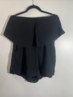 UK2LA Black Draped Off-Shoulder Romper thumbnail 2