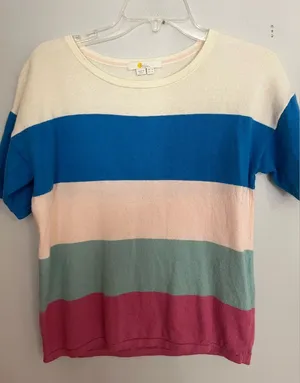 Boden Pink and Green Knit Sweater‎ Top Size 6 thumbnail 1