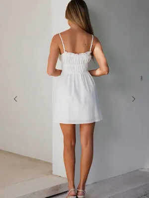 Hello Molly White Ruffled Smocked Mini Dress thumbnail 3